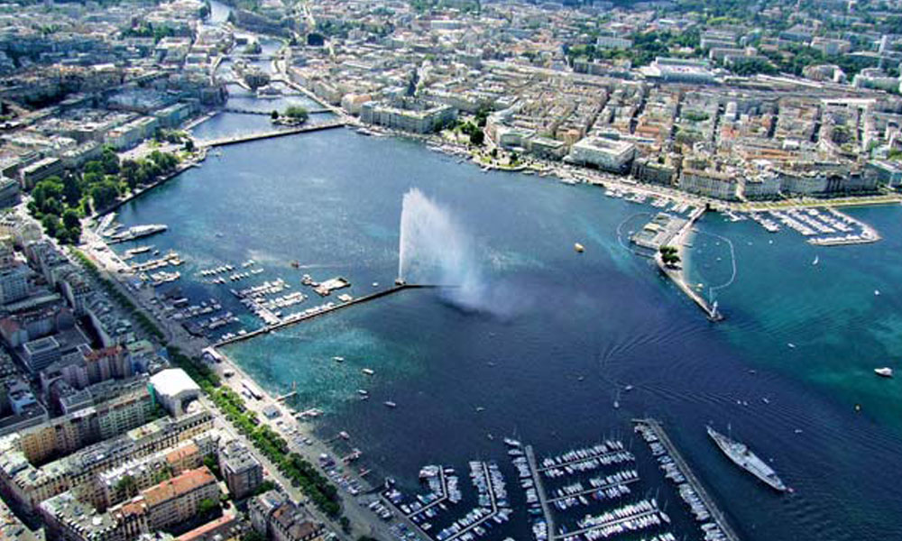 An aerial view of the city of Switzerland.