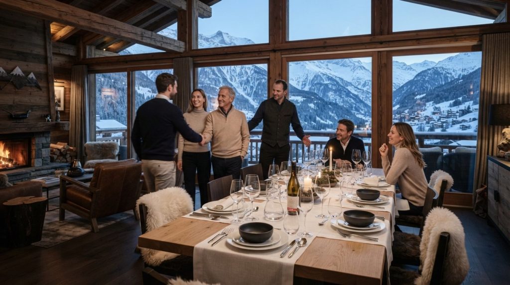 Etiquette for meals, drinks and hosts in a catered chalet